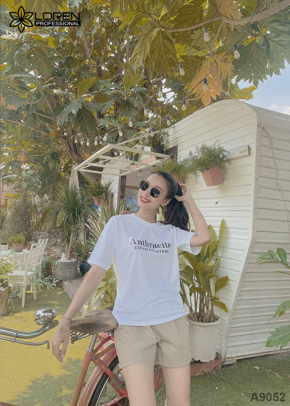 Set quần short áo thun trắng A9052