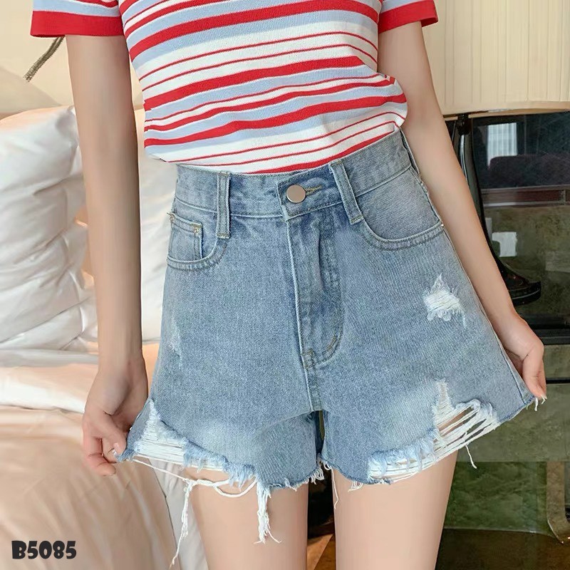 Quần jean short tua xanh B5085