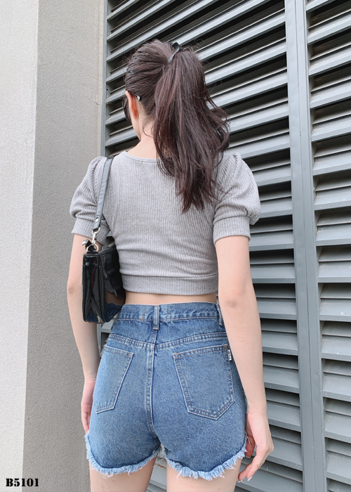 Quần jean short rách xanh B5101