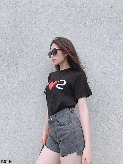 Quần jean short 2 nút tua xám B5116