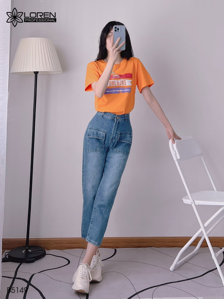 Quần jean baggy LOREN kiểu túi đắp B5149