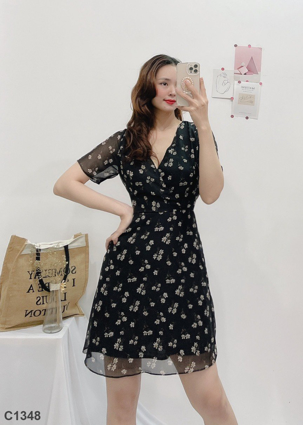 Đầm voan đen C1348