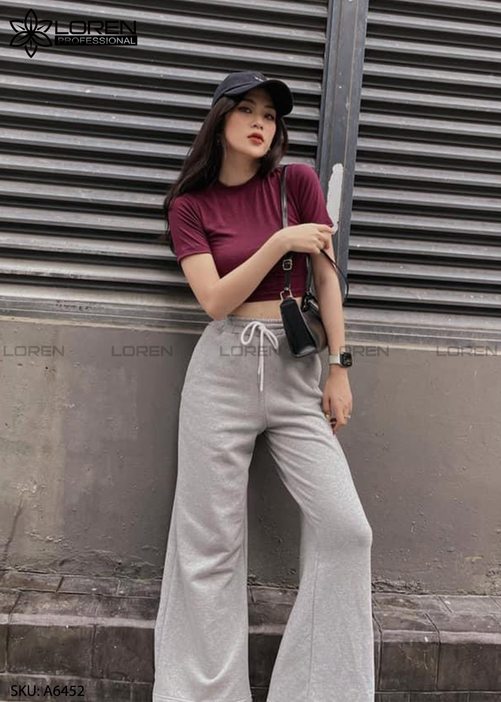 Áo croptop cổ tròn tay ngắn đỏ A6452