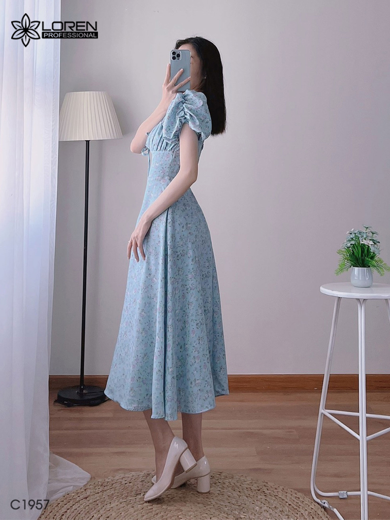 Đầm nữ LOREN hoa xanh C1957