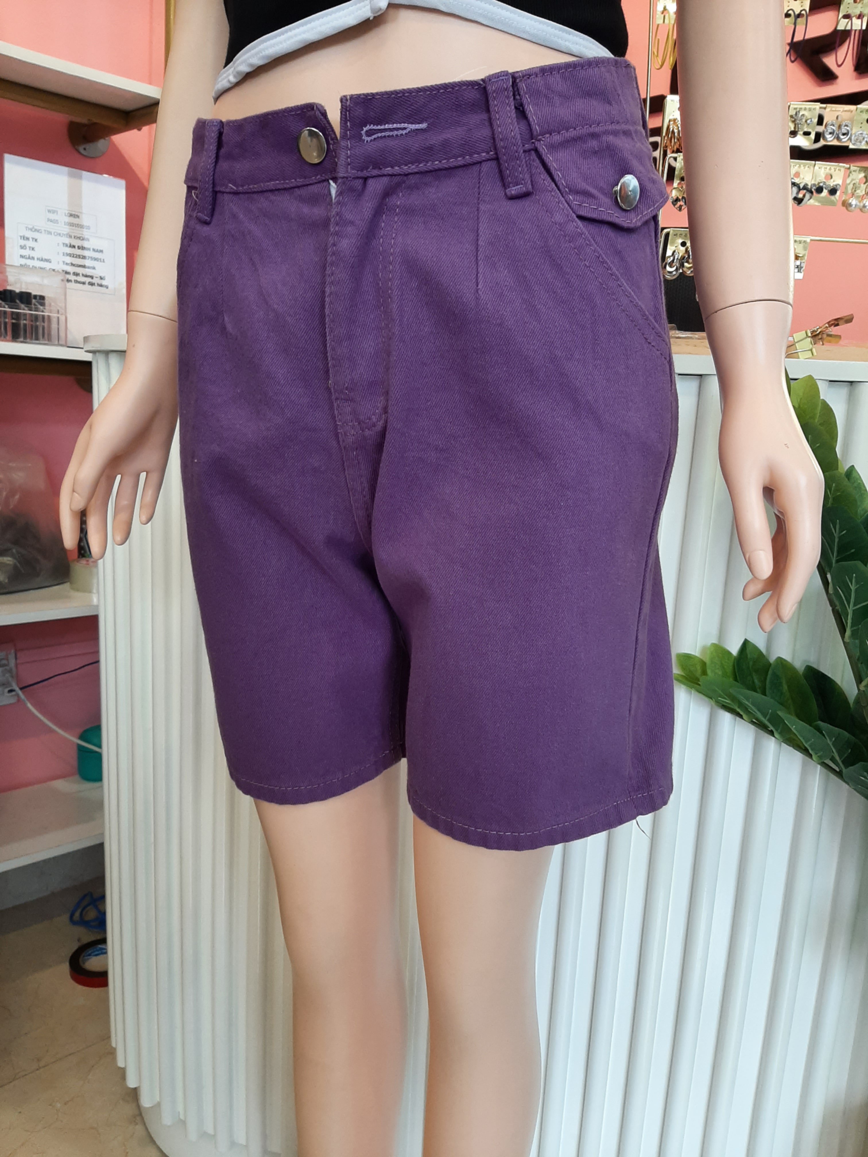 Quần jean ngố kiẻu túi trơn tím B5253