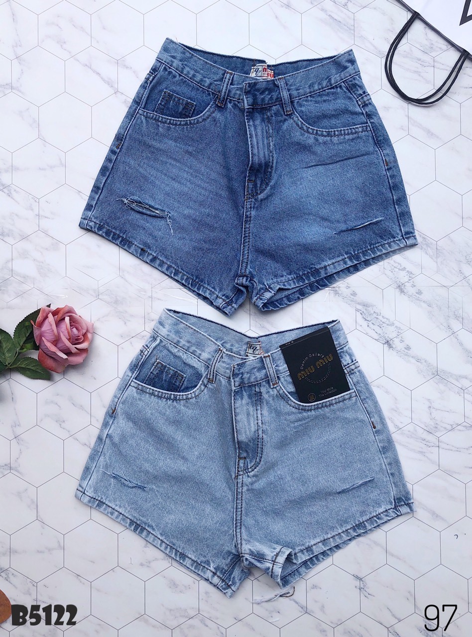 Quần jean short rách xanh B5122