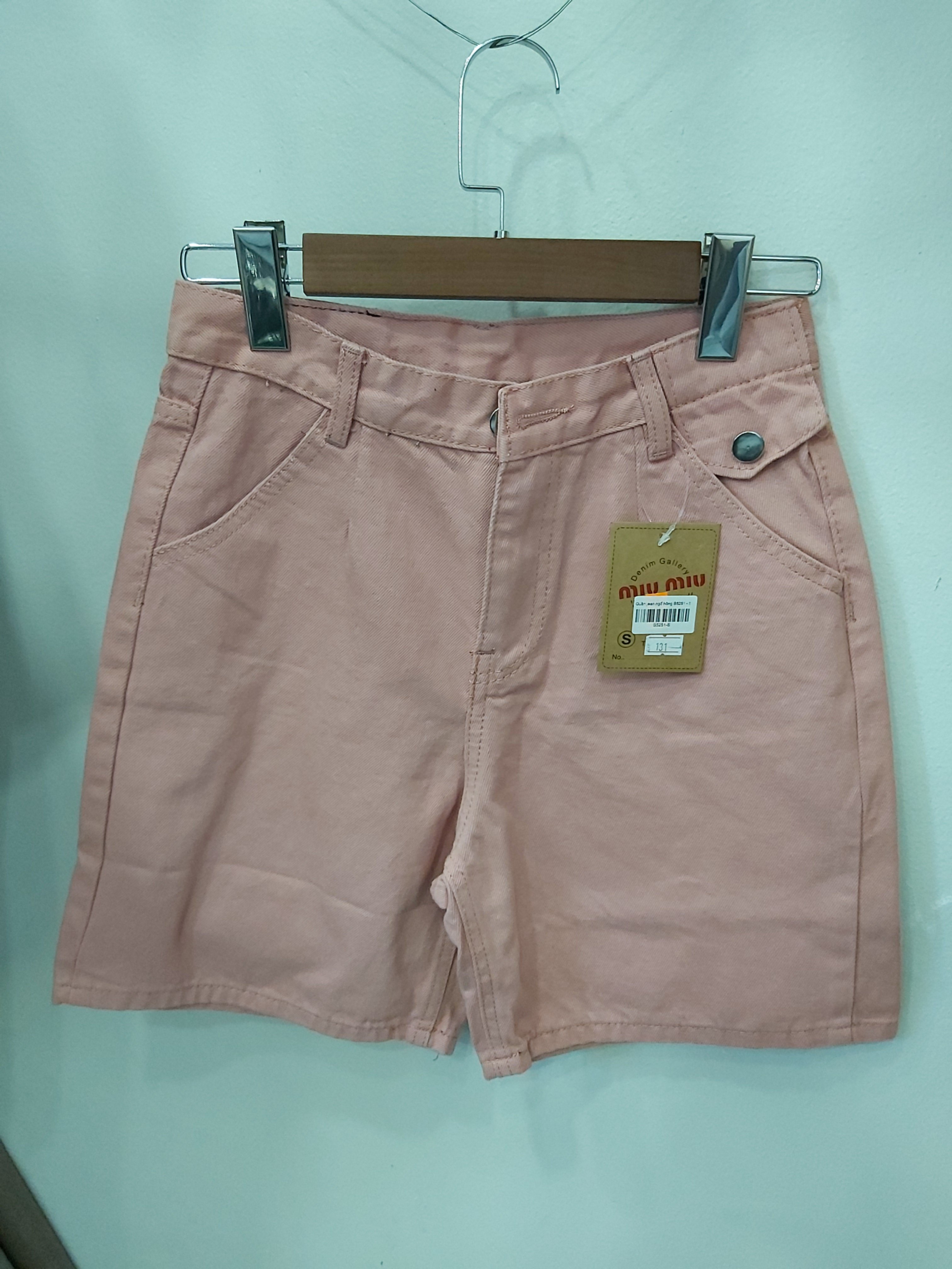 Quần jean ngố kiểu túi trơn hồng B5251