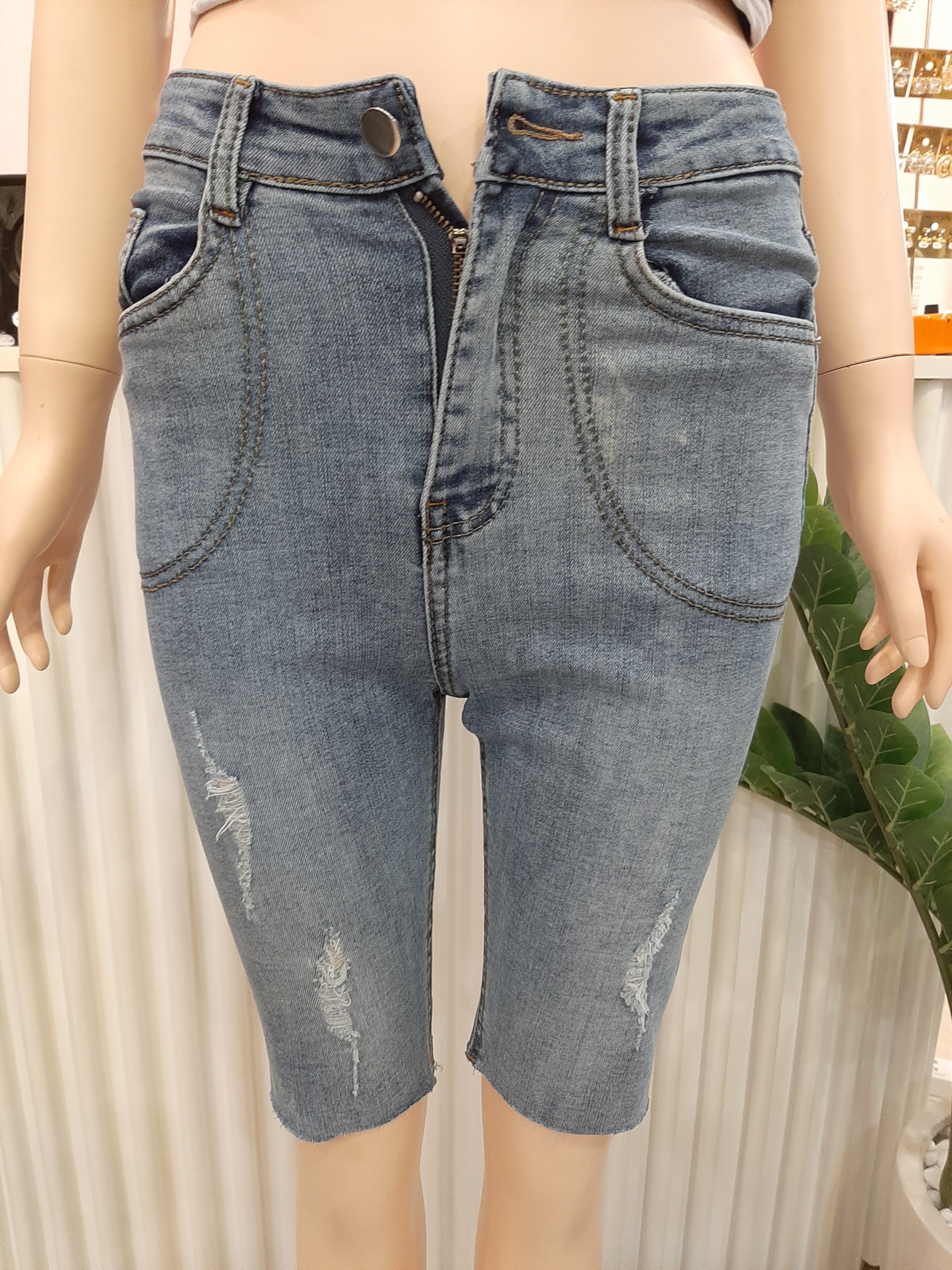 Quần jean ngố tua xanh B5249