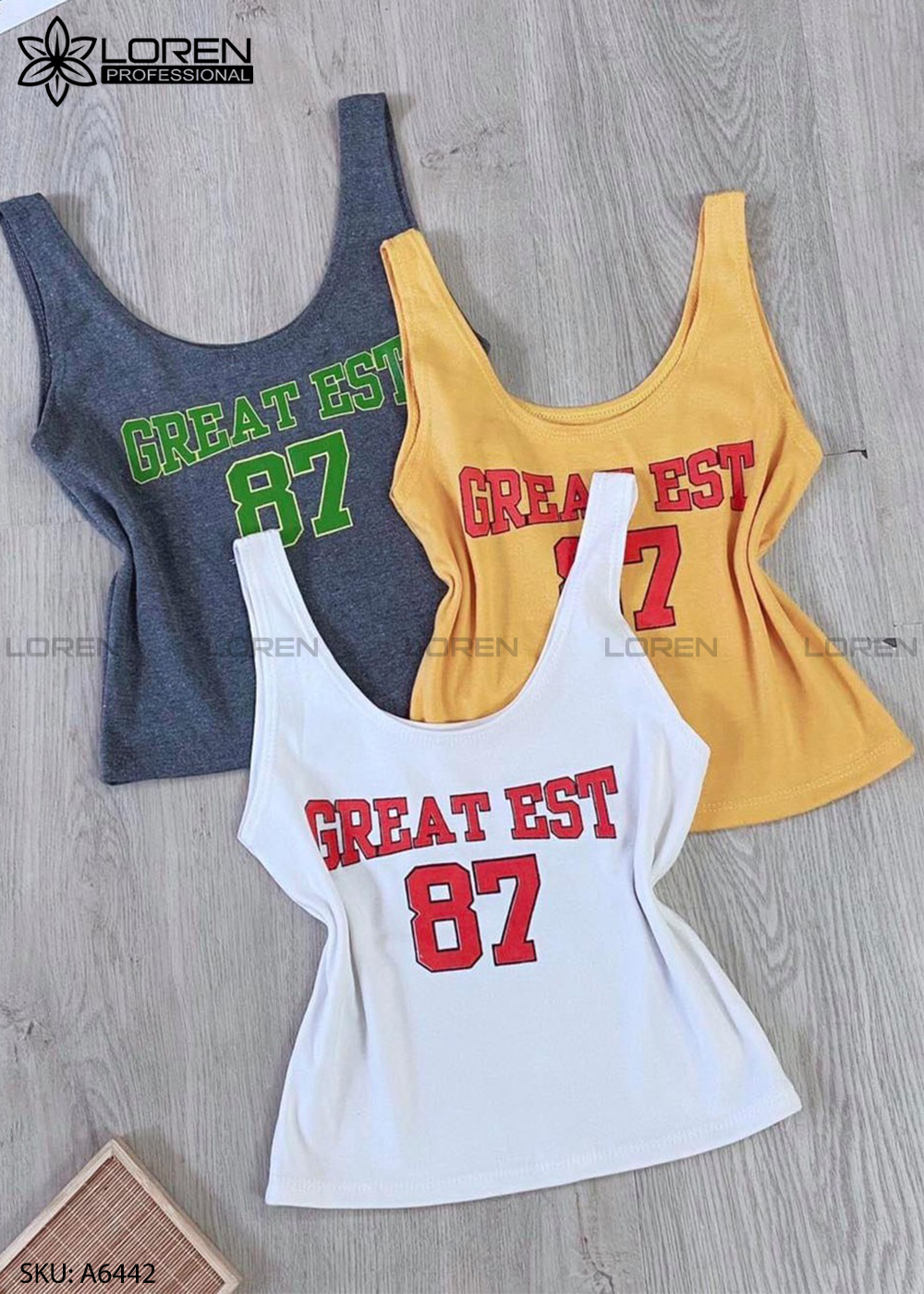 Áo croptop 2 dây in chữ vàng A6442