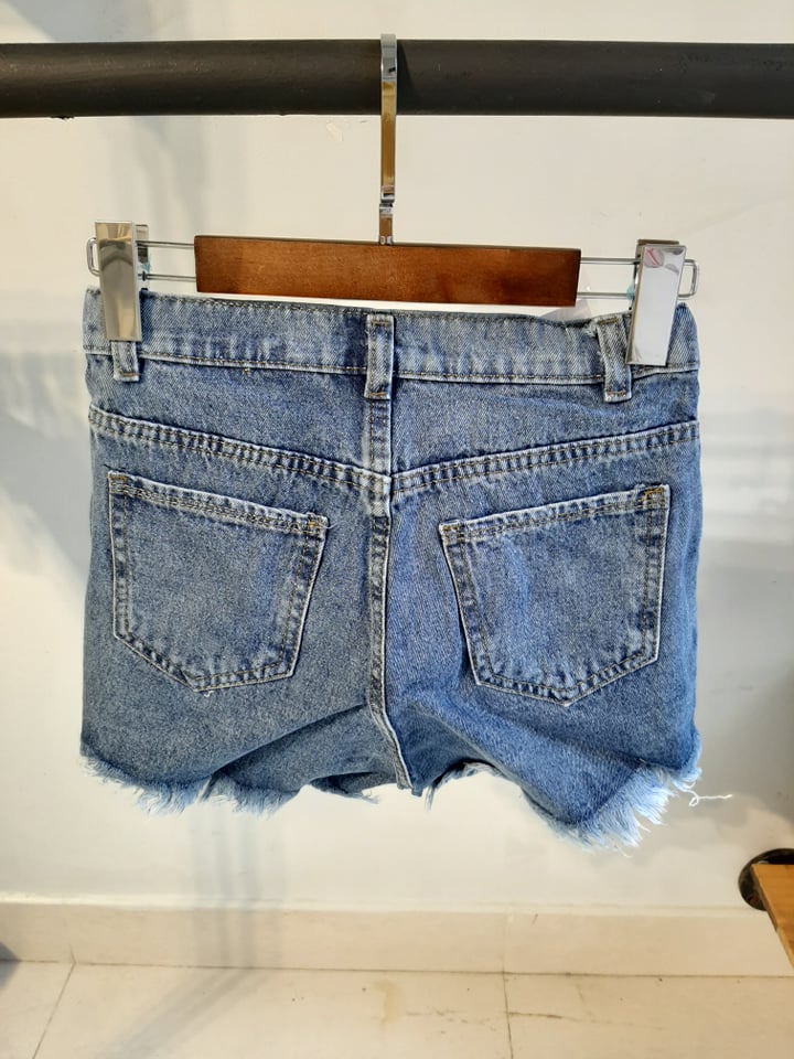 Quần jean short rách xanh B5021