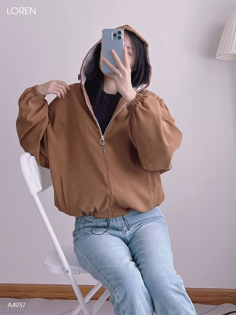 Áo khoác nữ LOREN da lộn tay phồng A4937