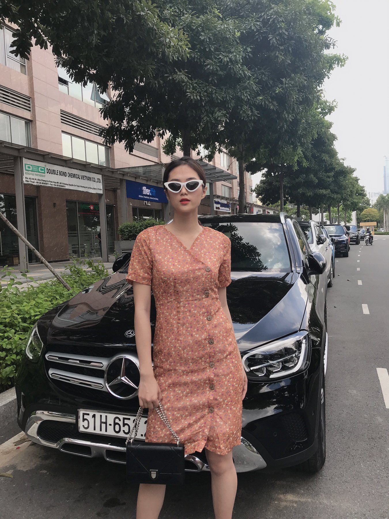 Đầm LOREN hoa nhí cam C1134