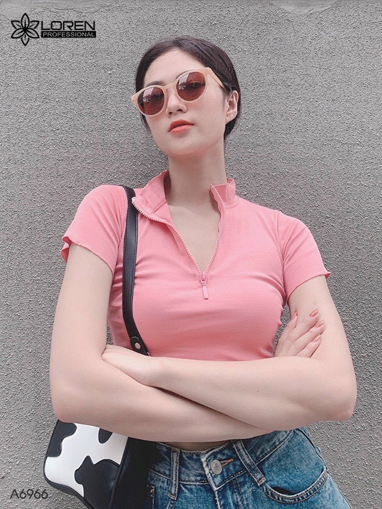 Áo croptop nữ LOREN dây kéo A6966