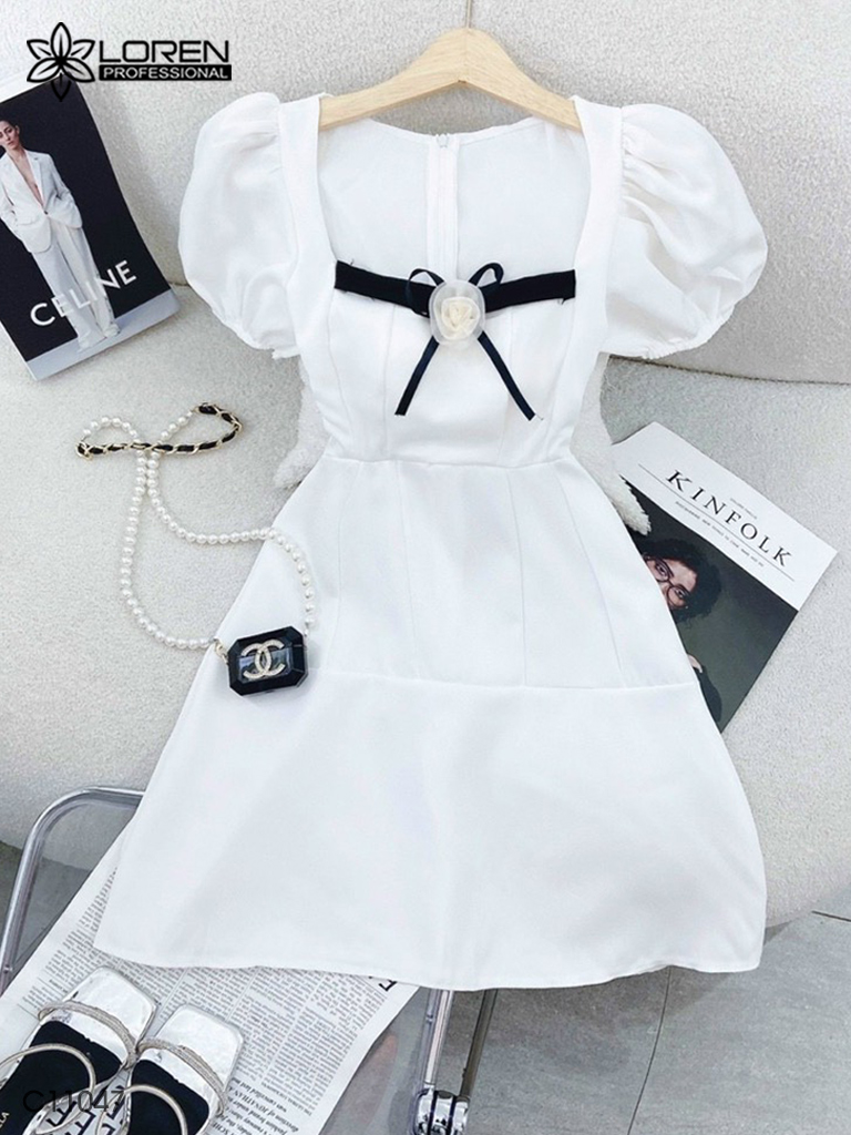 Đầm LOREN cổ vuông tay bồng C11047