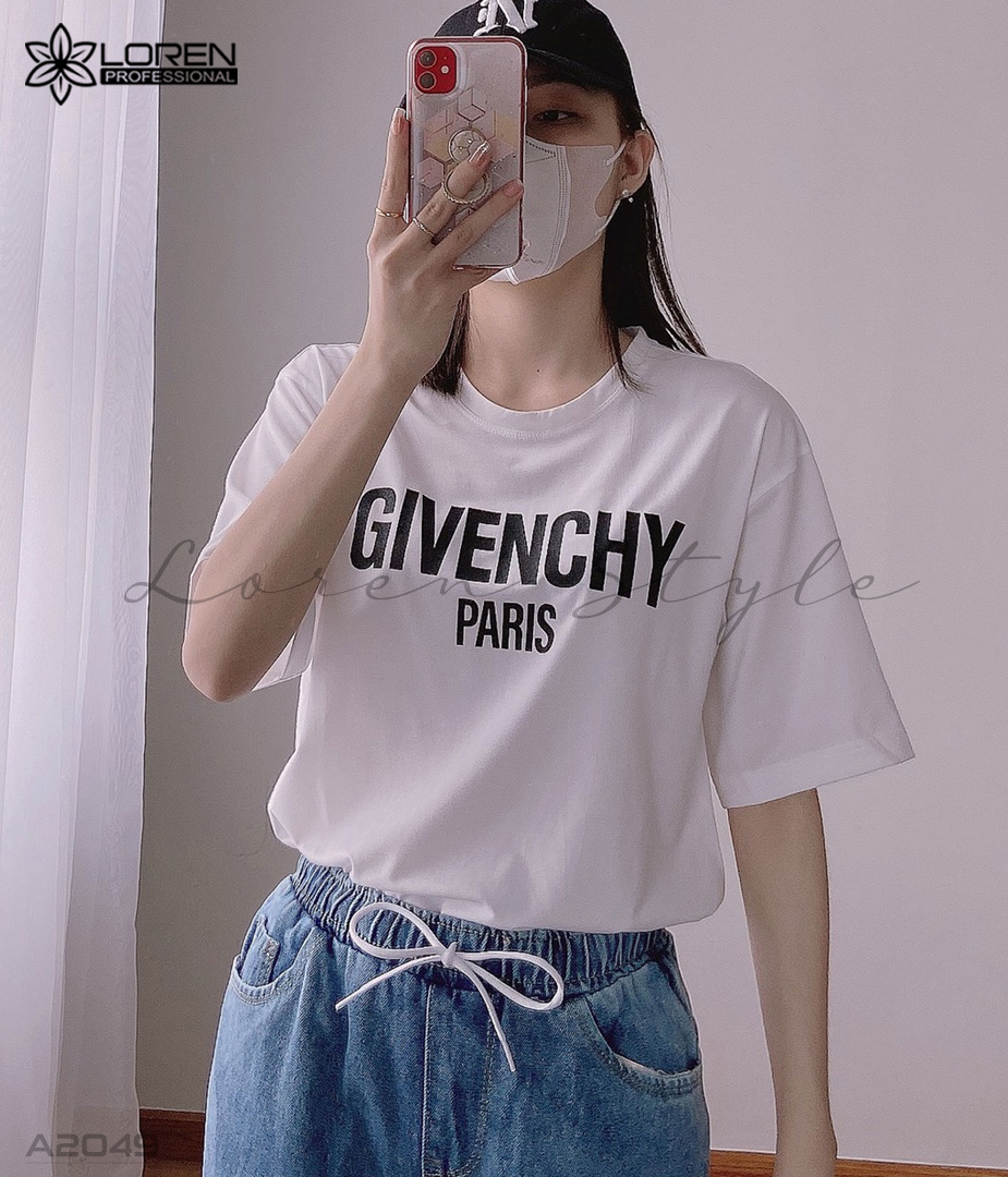 Áo thun nữ LOREN givenchy trắng A2049