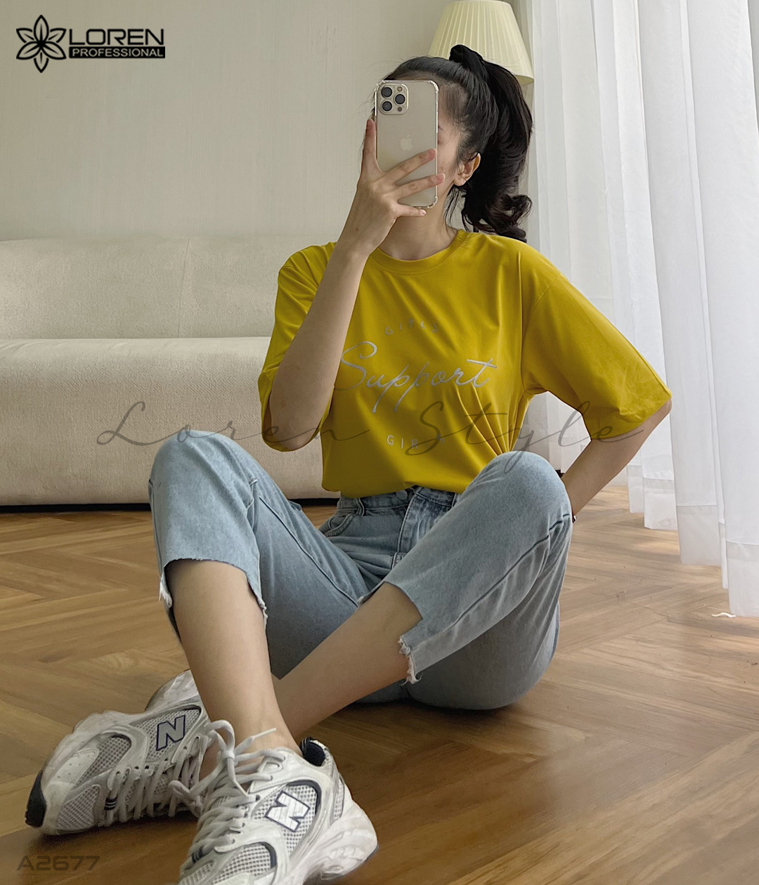 Áo thun nữ LOREN girls support vàng A2677