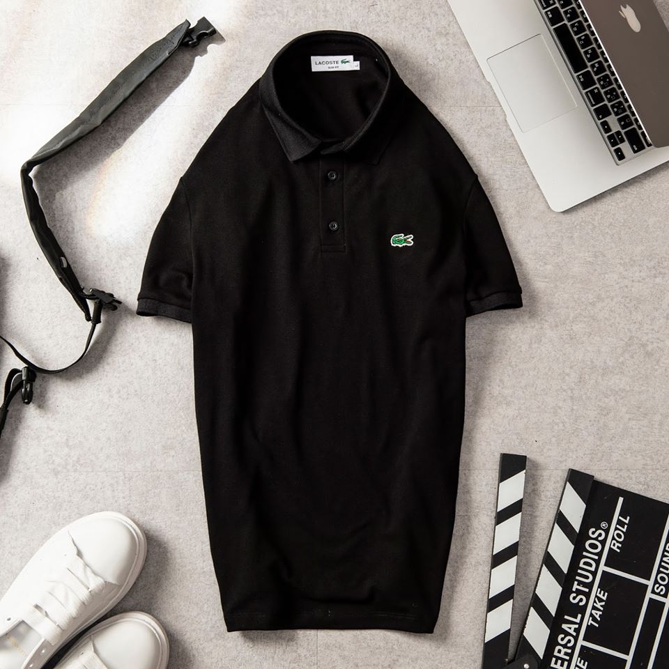 Áo thun nam cổ trụ lacoste đen N2006