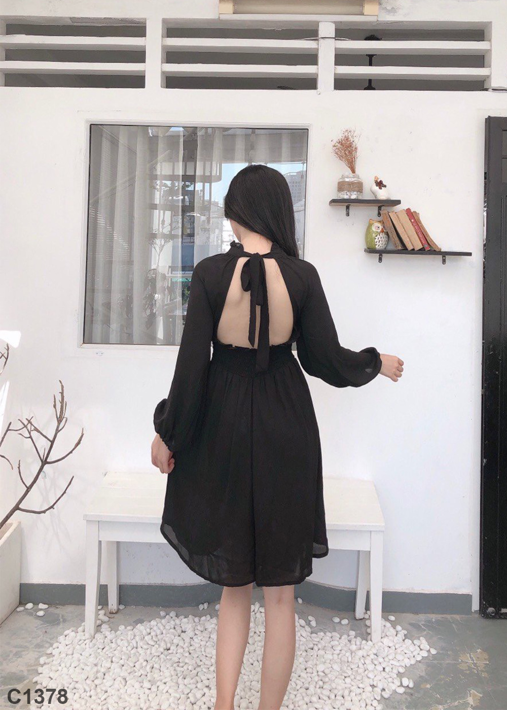 Đầm jum voan đen C1378