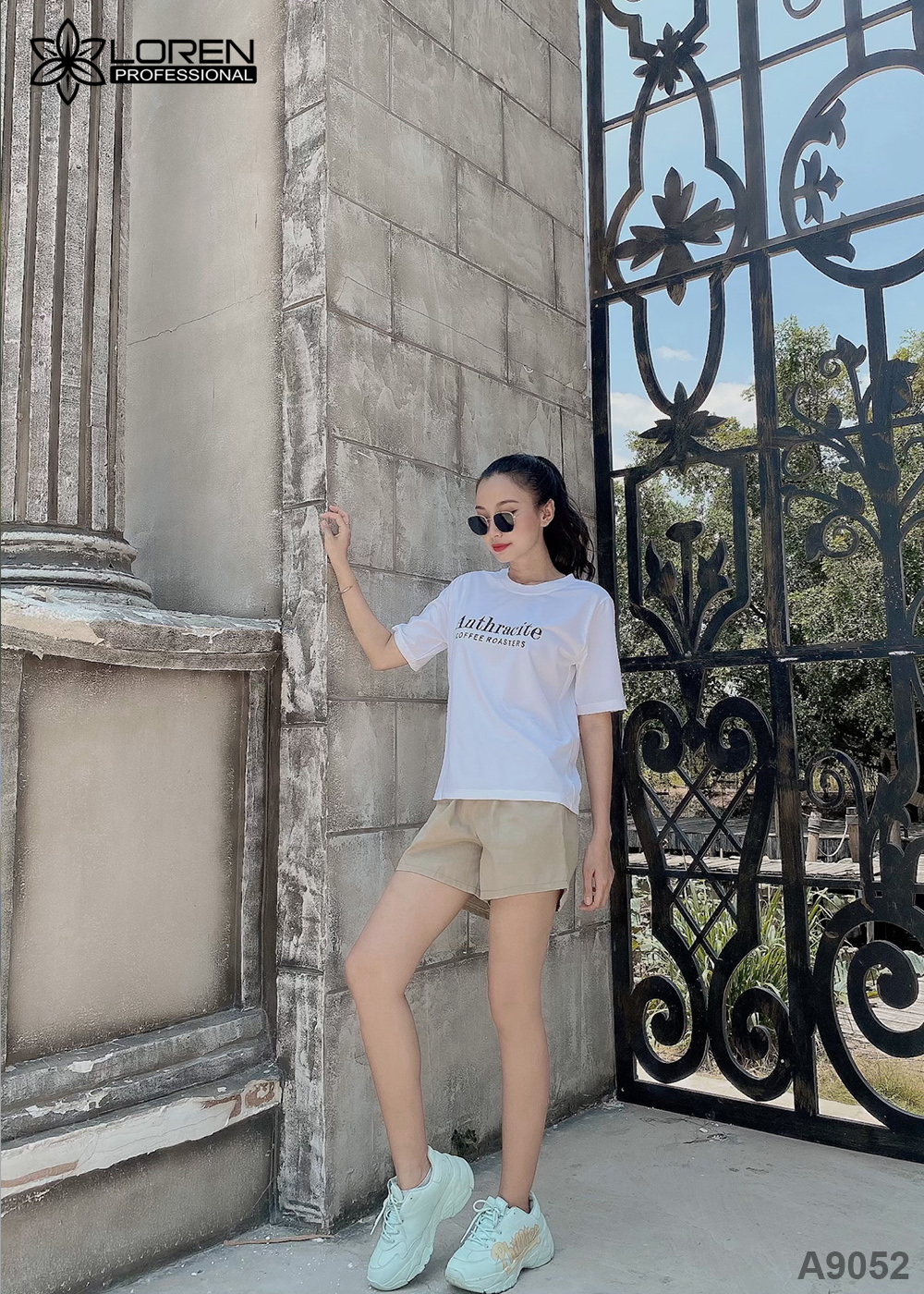 Set quần short áo thun trắng A9052