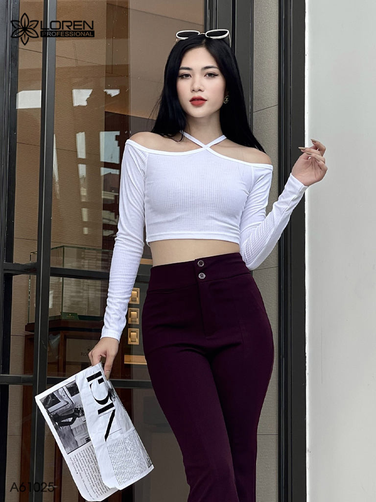 Áo nữ LOREN bo gân chéo cổ A61025