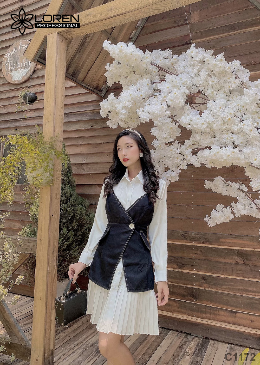 Set đầm somi ghile trắng C1172