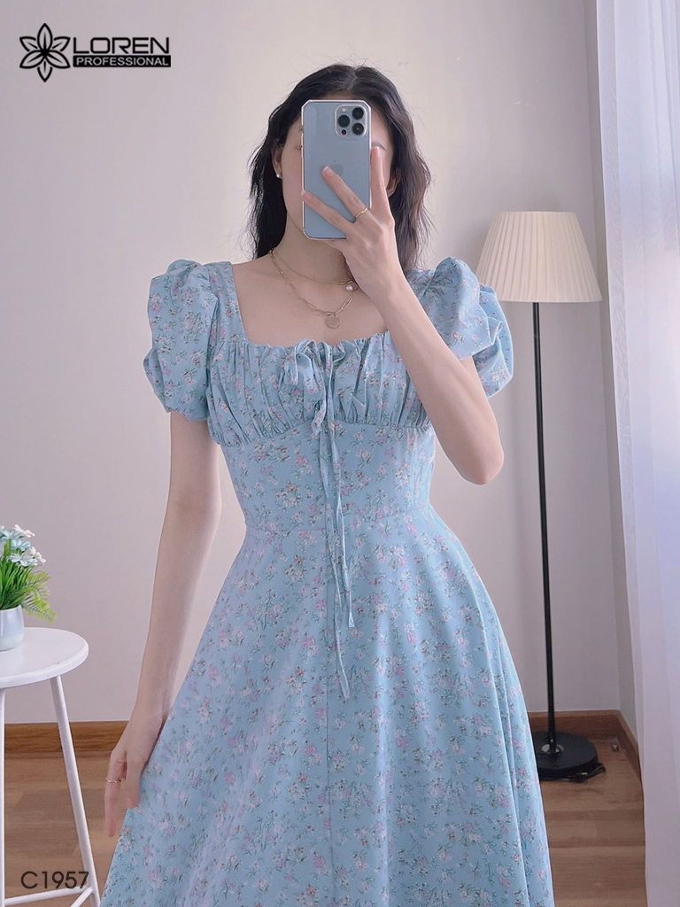 Đầm nữ LOREN hoa xanh C1957