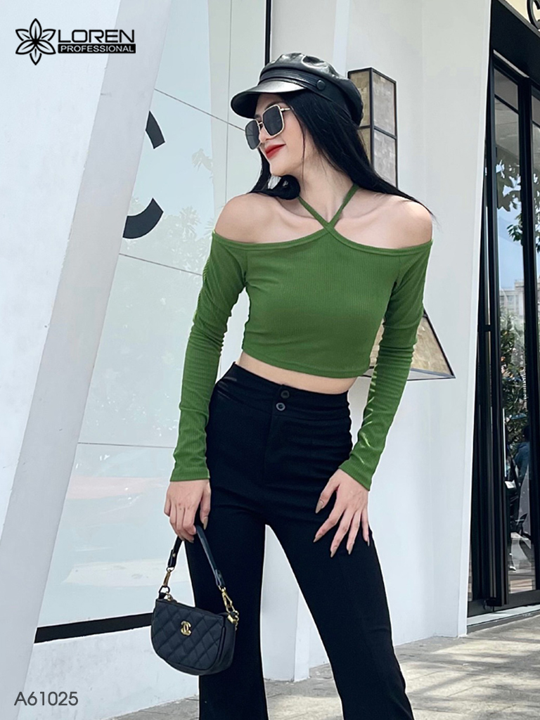 Áo nữ LOREN bo gân chéo cổ A61025