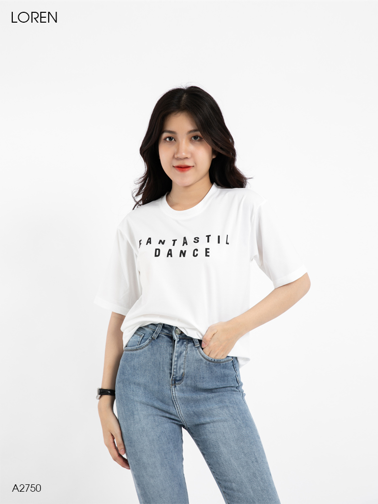 Áo thun nữ LOREN chữ in trắng A2750