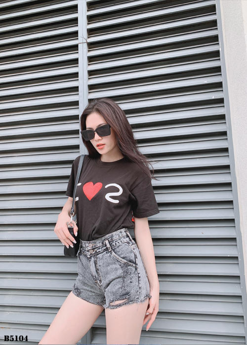Quần jean short rách tua xám B5104