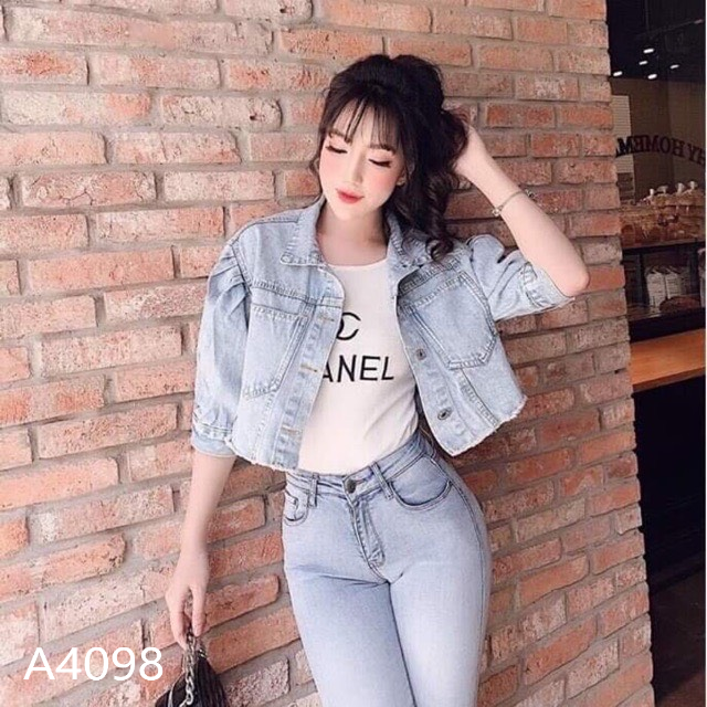 Áo khoác jean tua xanh A4098