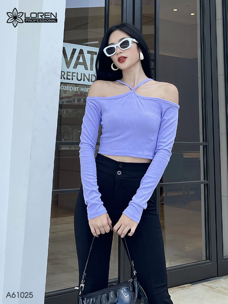 Áo nữ LOREN bo gân chéo cổ A61025