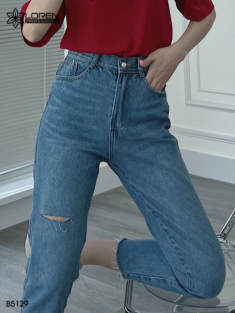 Quần jean baggy LOREN xẻ lai B5129
