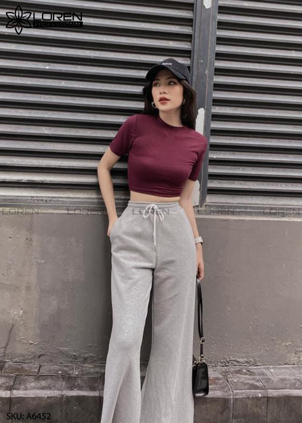Áo croptop cổ tròn tay ngắn đỏ A6452