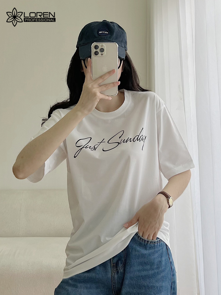 Áo thun nữ LOREN chữ Gust sunday trắng A2744