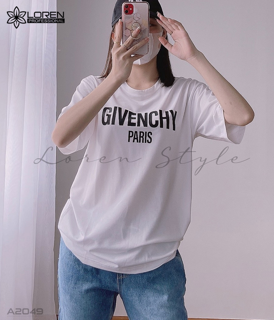 Áo thun nữ LOREN givenchy trắng A2049