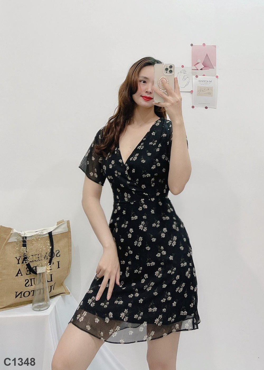 Đầm voan đen C1348