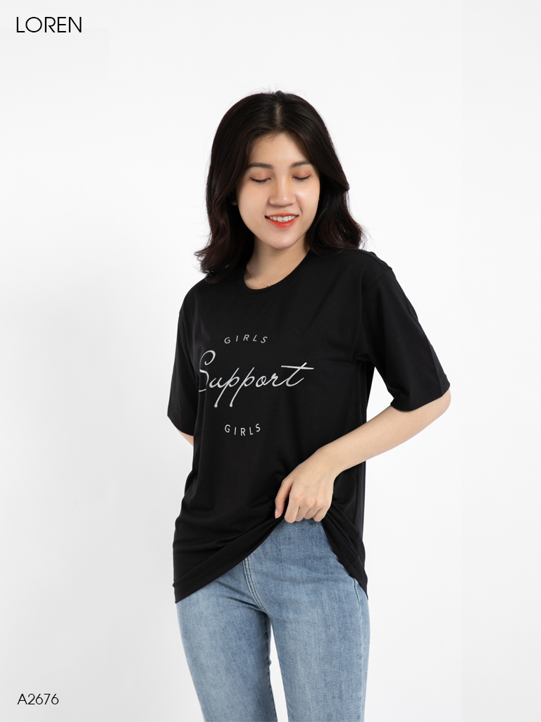 Áo thun nữ LOREN girls support đen A2676