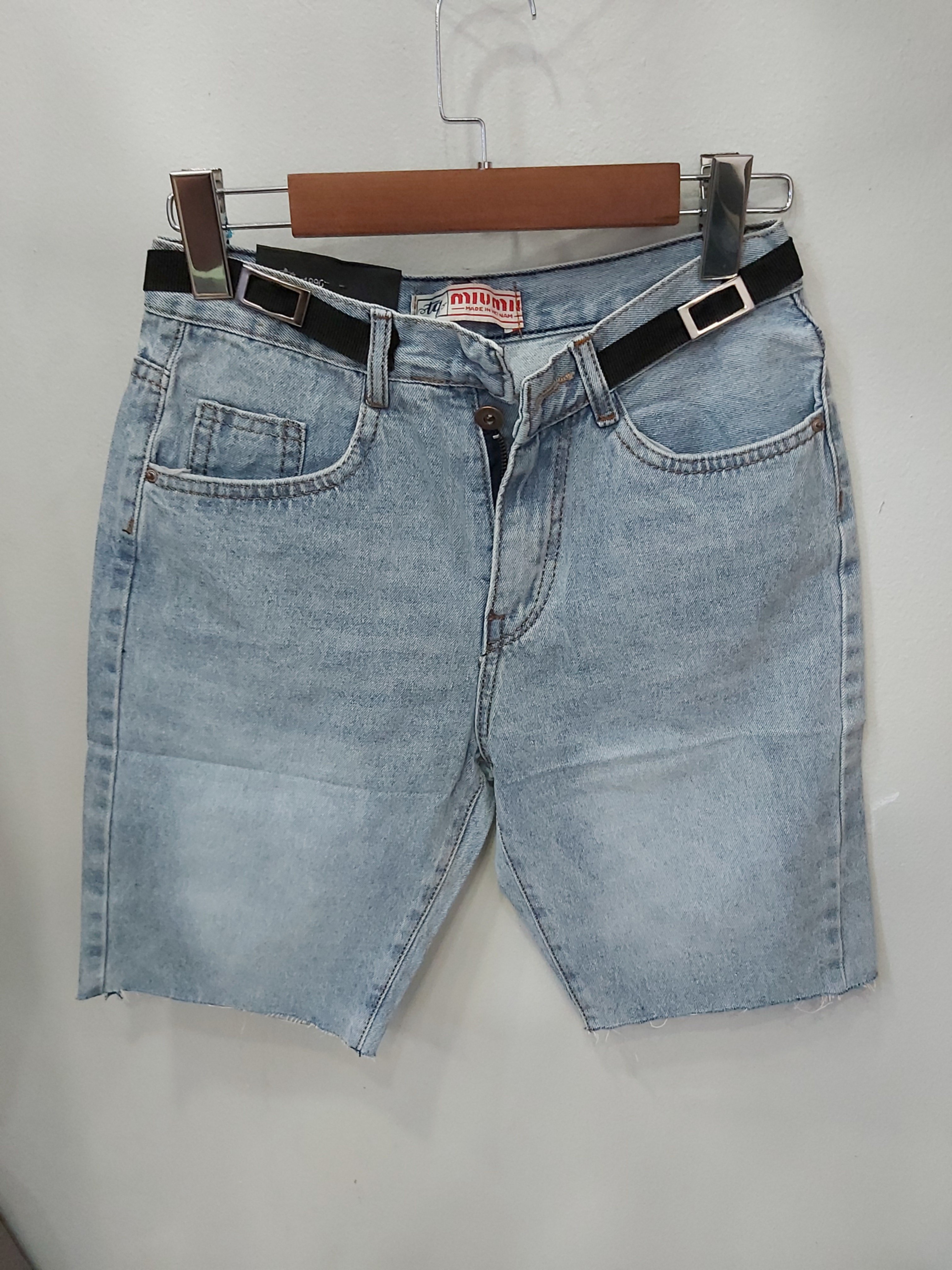 Quần jean ngố kiểu nịt tua xanh B5223