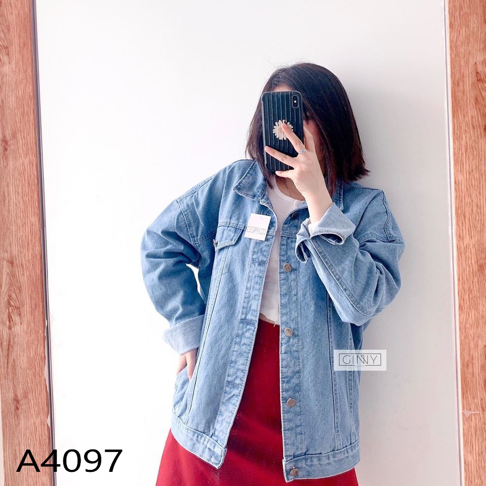 Áo khoác jean trơn xanh A4097