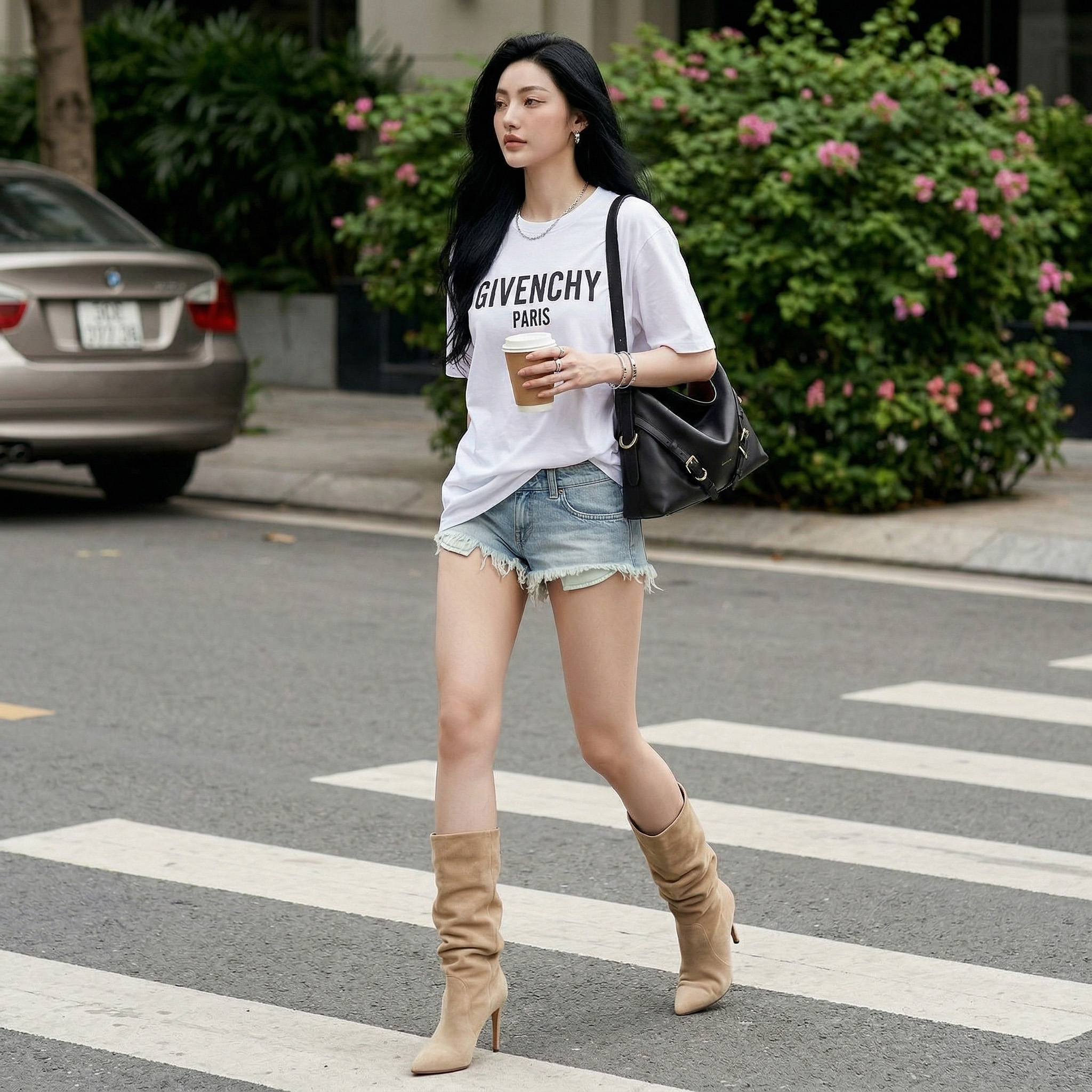Áo thun nữ LOREN givenchy trắng A2049
