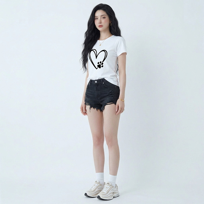 Áo thun nữ LOREN Regular tim A21096