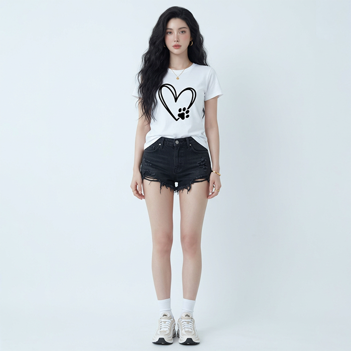 Áo thun nữ LOREN Regular tim A21096