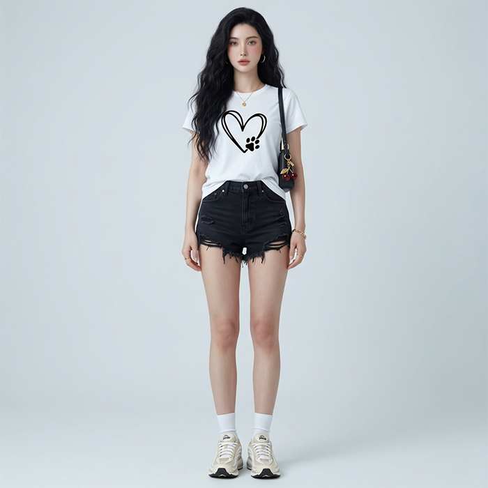 Áo thun nữ LOREN Regular tim A21096