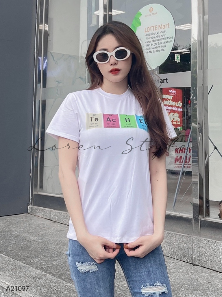 Áo thun nữ LOREN Regular hóa học A21097