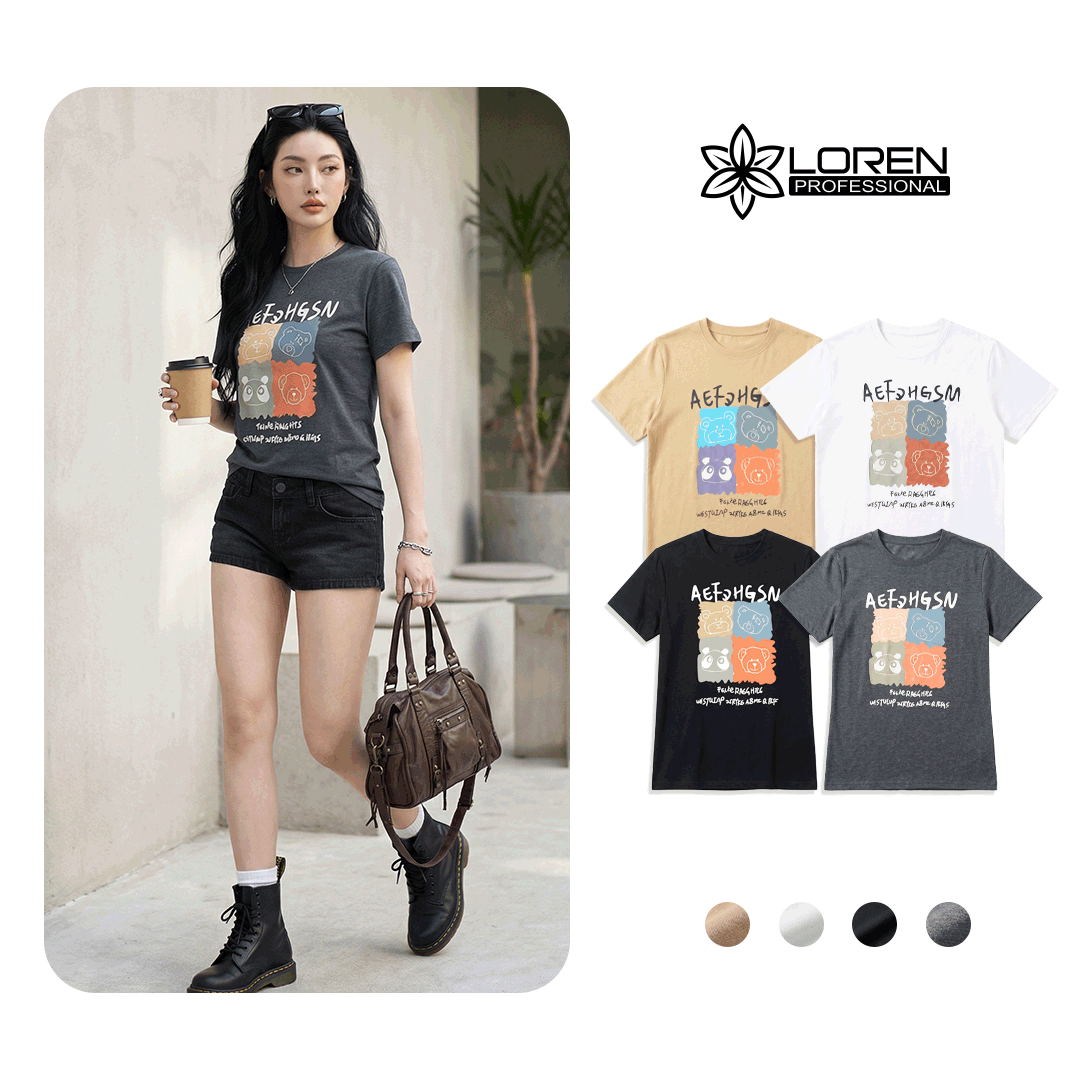 Áo thun nữ LOREN Regular bear A21098