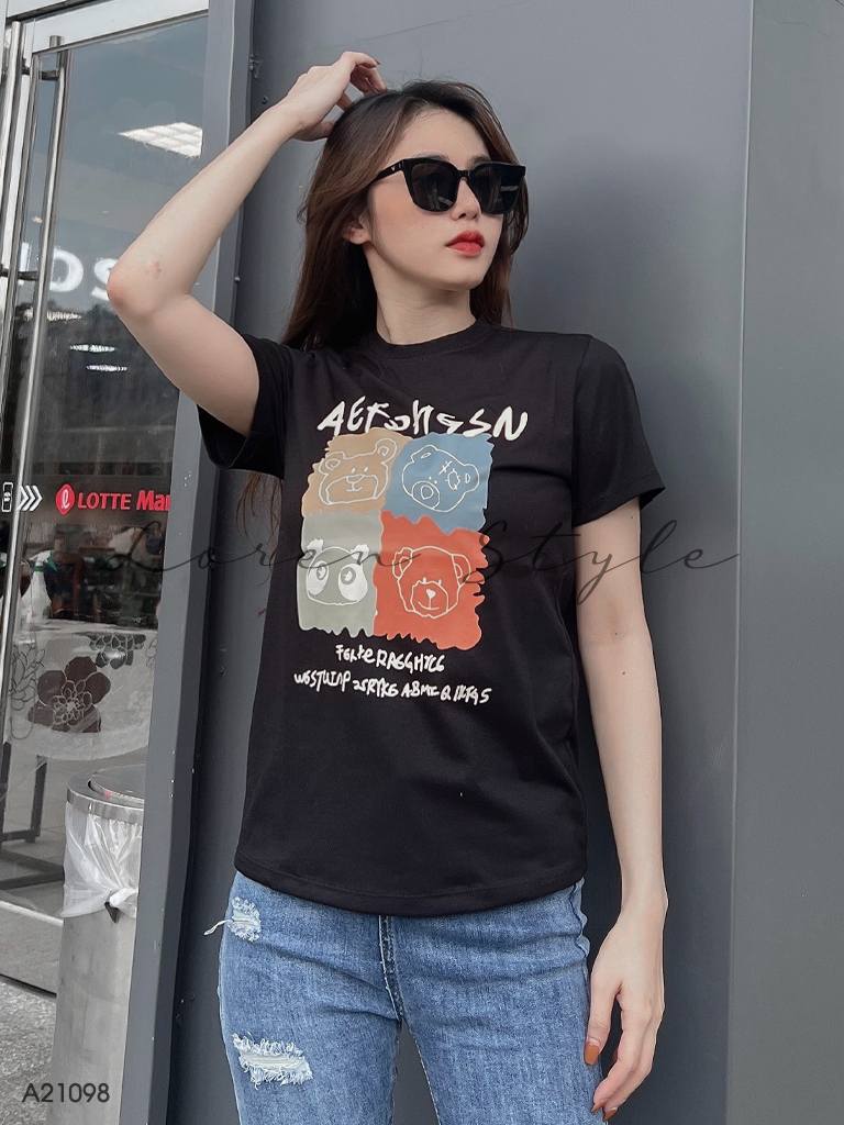 Áo thun nữ LOREN Regular bear A21098
