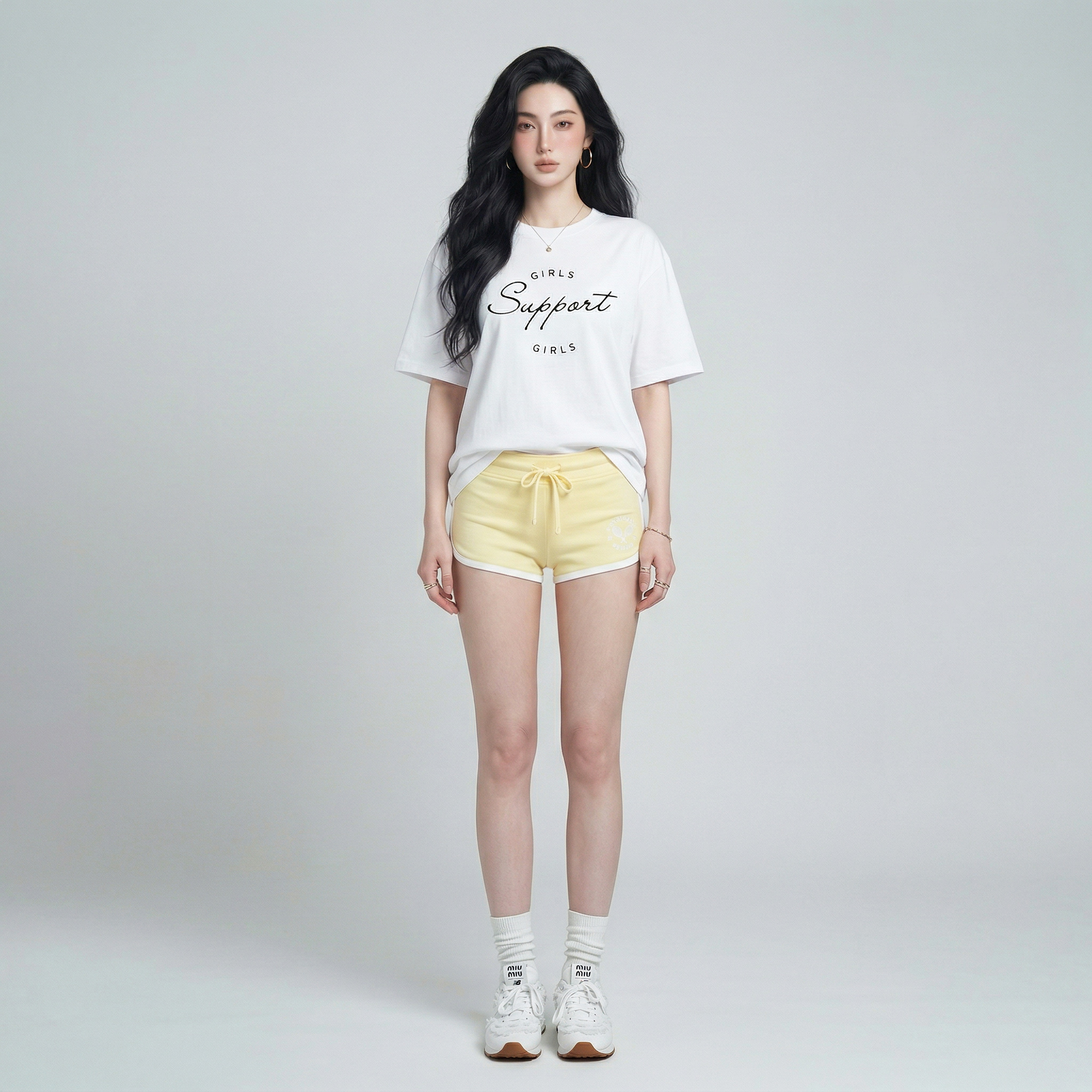 Áo thun nữ LOREN girls support trắng A2675