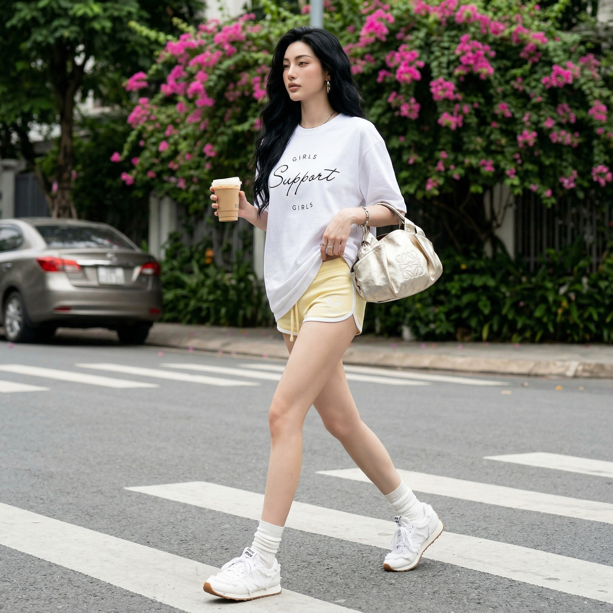 Áo thun nữ LOREN girls support trắng A2675