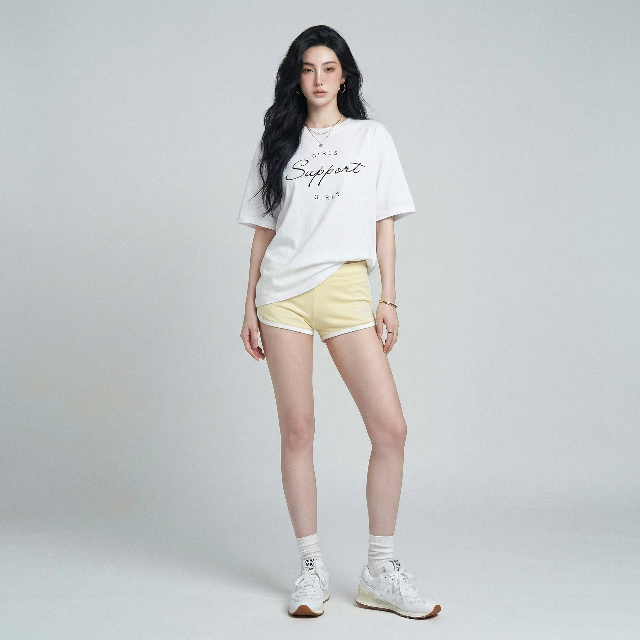 Áo thun nữ LOREN girls support trắng A2675