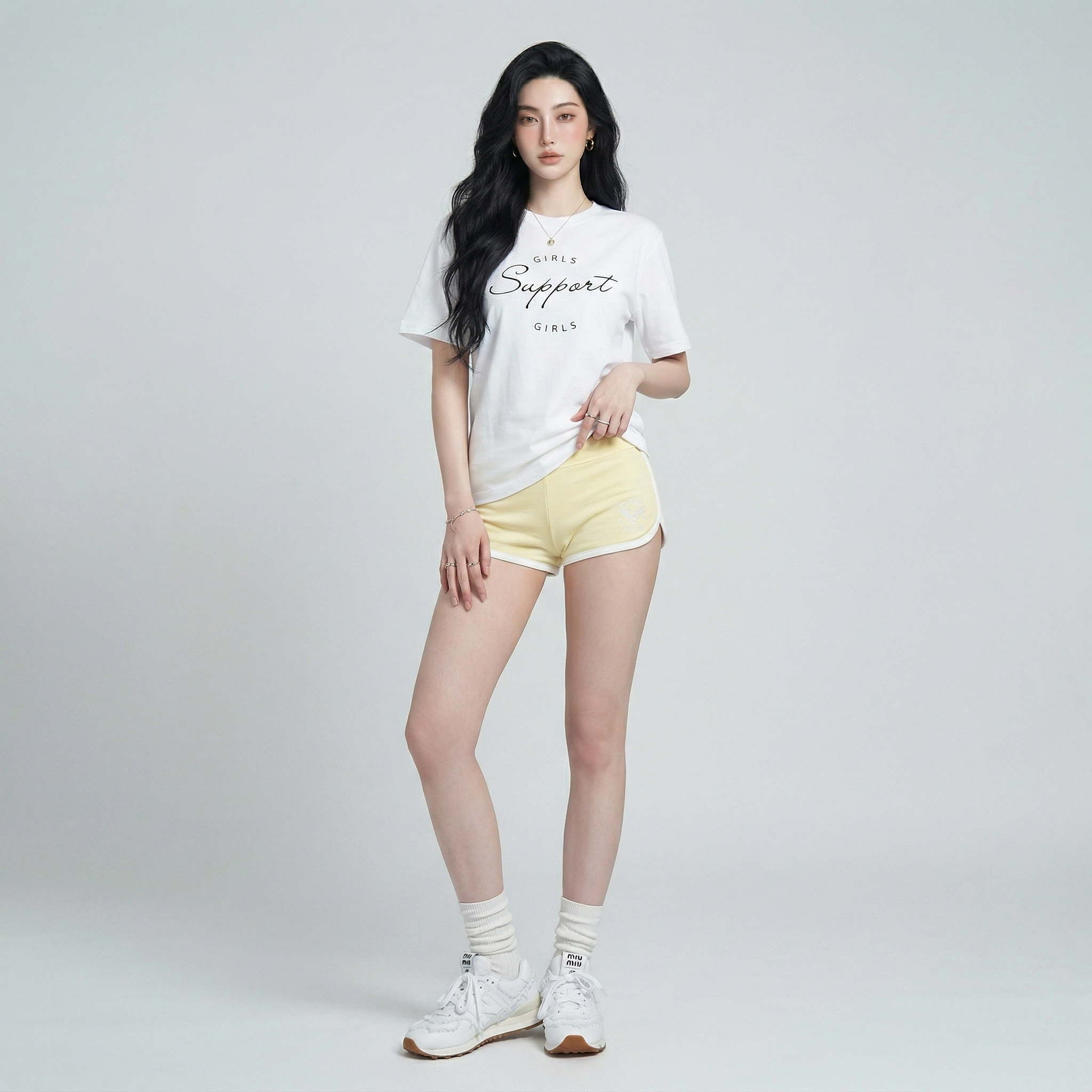 Áo thun nữ LOREN girls support trắng A2675